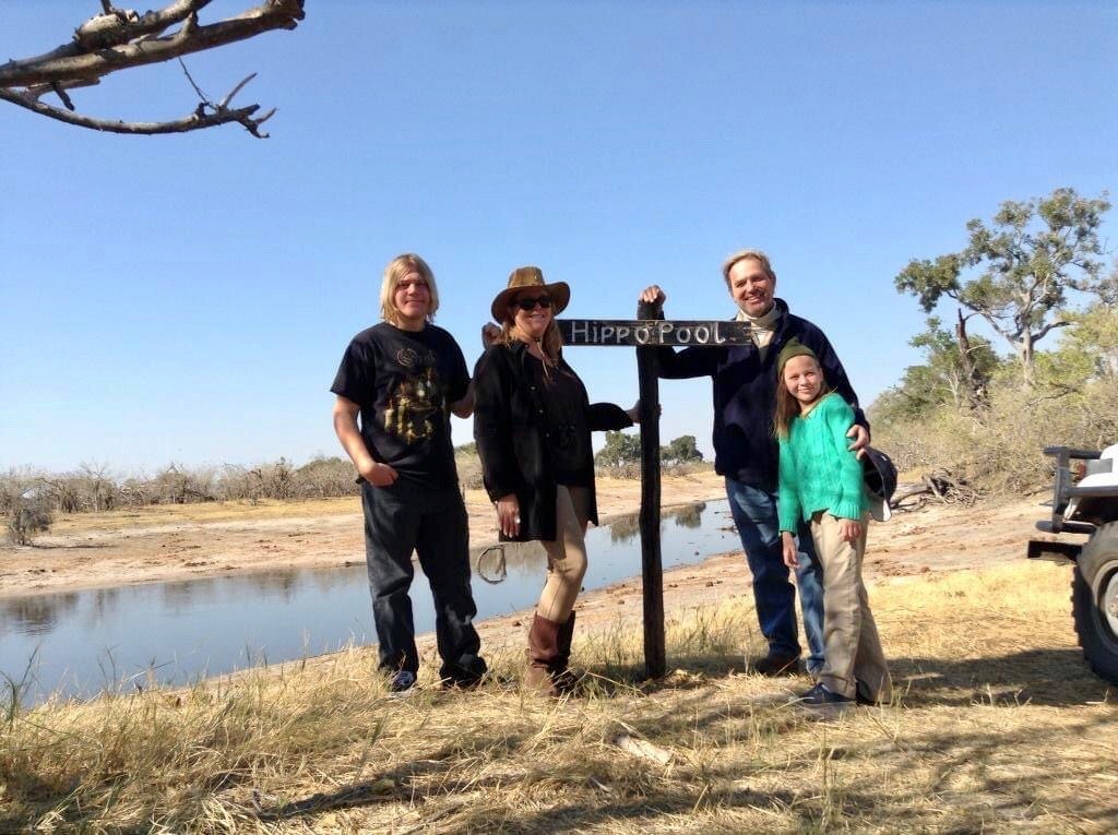 An Safari Awecrafters family at Hippo Pool in Botswana
